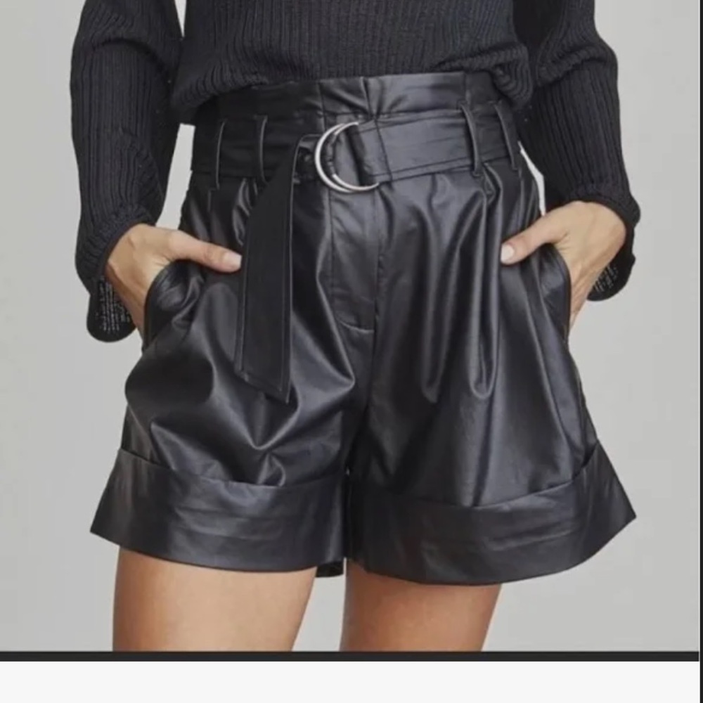 Vegan leather shorts with belt
